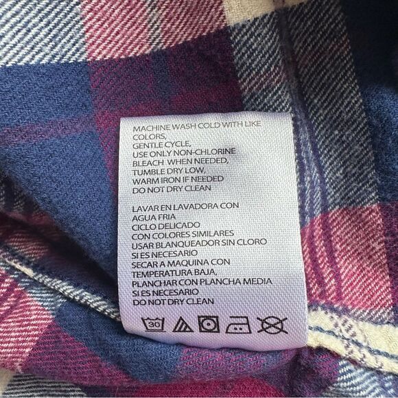 Weatherproof Purple & Blue Plaid Flannel Button Down Shirt, M - Picture 4 of 5